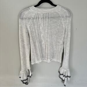 Naadam Open-Stitch Ruffle Cuff Sweater Palladia  Small